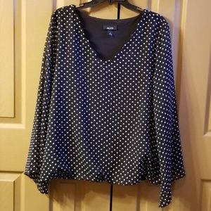 ALYX Elastic hemmed Flowy Sleeve Blouse Black & White Polka Dot SZ XL